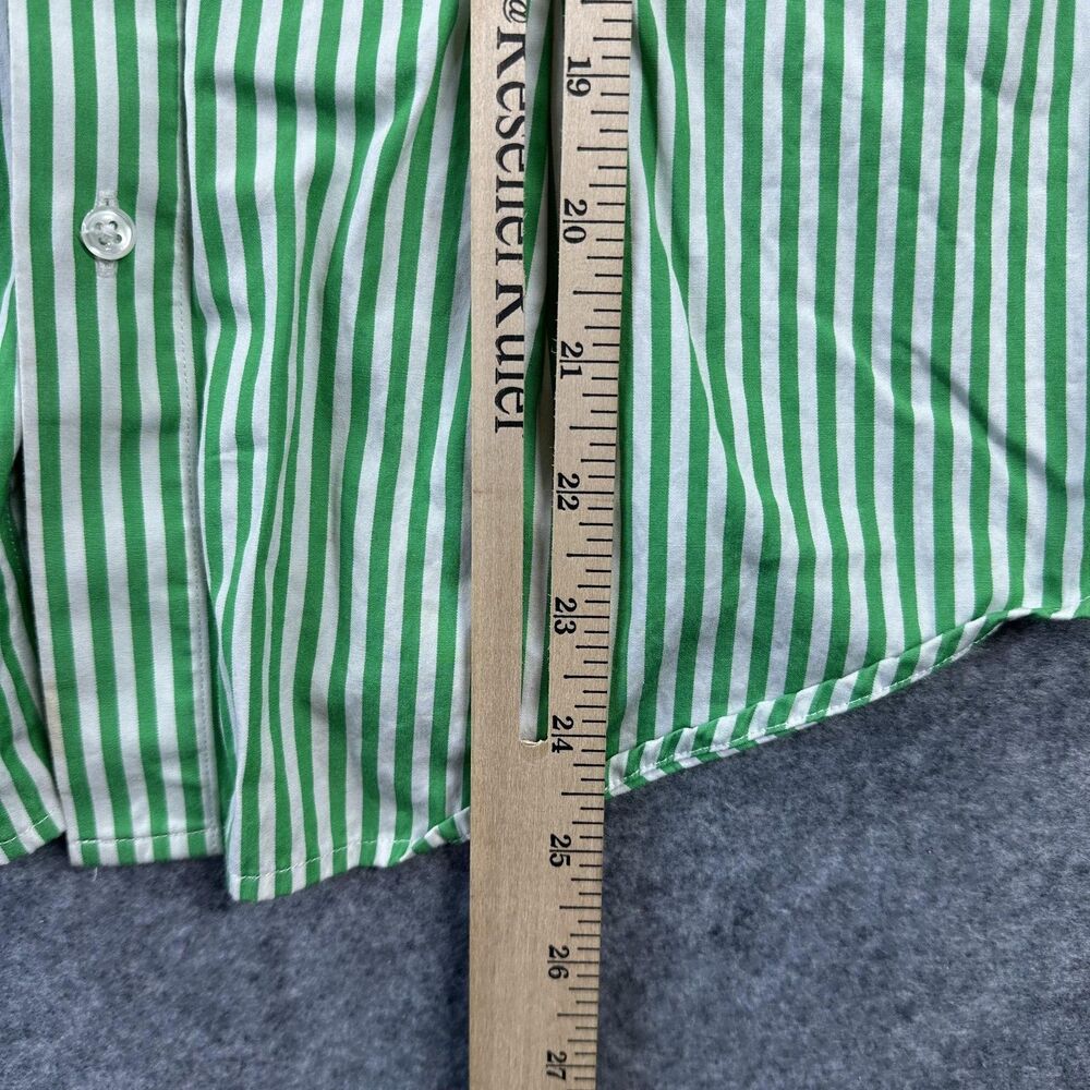 Ralph Lauren Sport Shirt Womens 4 Green Stripe Short Sleeve Button Front Casual - Picture 9 of 10